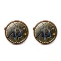 Αντίκες χάλκινα μανικετόκουπα Bitcoin με γυάλινο θόλο και σχέδιο πλακέτας κυκλώματος - Αντίκες κόκκινο χαλκό