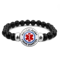 Close-up of medical alert bracelet showing Star of Life and I HAVE DIABETES text - I Have Diabetes Style (PSXL001017-5)