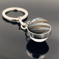 Macro shot of Jupiter planet key ring showing realistic red spot texture on metal base - Jupiter (PSXL001134-2)