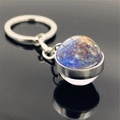 Macro side view of Mercury planet glass pendant with polished metal keychain and reflection - Mercury (PSXL001134-4)