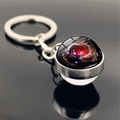 Nebula Galaxy glass ball keychain with double-sided solar system cosmic star pattern - Red-Blue Galaxy (PSXL001135-17)