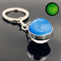 Luminous double-sided glass orb keychain featuring a blue planet design with green glow effect - Neptune (PSXL001205-3)