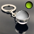 Detailed view of luminous Moon pendant keychain with green glow effect and silver base - Moon (PSXL001205-6)