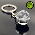 Detailed close-up of a luminous moon crystal ball keychain with glow-in-the-dark effect - Moon (PSXL001205-8)
