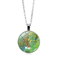 Dettaglio della collana d'argento con cabochon tondo in vetro e motivo floreale Klimt - Motivo Giardino di Fiori di Klimt (PSXL001119-9)