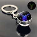 Detailed view of Capricorn luminous crystal glass ball keychain with neon glowing effect - Capricorn (PSXL001209-Capricorn)