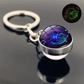 Luminous Pisces constellation glass ball keychain with silver metal base and glow effect - Pisces (PSXL001209-Pisces)