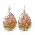 Van Gogh Starry Sky style teardrop earrings with orange tree art oil painting design - Artistic Trees (PSXL001277-12)