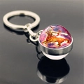 Macro shot of Sagittarius constellation glass ball keychain on mirror background - Sagittarius