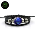Bracelet constellation du Lion en cuir avec effet lumineux vert dans le noir - Lion