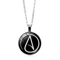 Vista ravvicinata di collana in argento con ciondolo a cupola in vetro ateo - Argento (PSXL001316-2)
