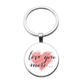 Vue détaillée d'un porte-clés en métal avec un motif de cœur et texte Love you more - Style Coeur Love You More (PSXL001409-8)