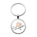 Détail du porte-clés argenté avec illustration de l'infirmière et trousse de secours - Style Docteur Courant Cartoon (PSXL001409-10)