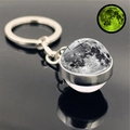 Glow in the dark lunar keychain with silver ring and detailed moon surface texture - Moon (PSXL001206-1)