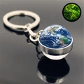 Detailed view of Earth globe keychain showing glow-in-the-dark luminous effect at night - Earth (PSXL001206-2)
