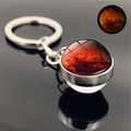 Glow in the dark Mars planet keychain with silver alloy base and glass cabochon - Mars (PSXL001206-4)