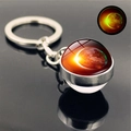 Detailed view of luminous solar system glass ball keychain with earth and eclipse pattern - Galaxy 15 (PSXL001206-15)