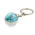 Portachiavi in vetro cristallo con motivo a dente di leone blu e base in lega d'argento - Motivo Dente di Leone Blu (PSXL001187-3)