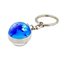 Portachiavi con delfino e sfera di cristallo blu con anello in metallo lucido - Motivo Delfino Realistico (PSXL001187-4)