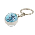 Marine starfish double-sided glass crystal ball keychain with blue ocean pattern design - Polka Dot Starfish Pattern (PSXL001187-9)