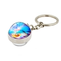 Marine nautilus crystal ball keychain with iridescent blue-purple ocean shell pattern - Nautilus Painted Pattern (PSXL001187-10)