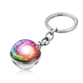 Detailansicht des beidseitigen Galaxie-Glasanhängers mit kosmischem Nebelmuster - Bunter Galaxie-Stil (PSXL001467-2)