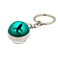 Blue ocean shark silhouette keychain with a double-sided crystal ball pendant charm - Blue Shark Pattern (PSXL001187-13)