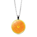 Macro detail of Buddhist Shurangama Mantra pendant with Sanskrit scripture on silver chain - Spiral Scripture Style (PSXL001471-3)