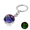 Portachiavi Leone luminoso con sfera di vetro bifacciale e catenina argentata - Leone Luminoso