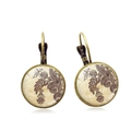 Detailansicht der Vintage-Ohrringe aus Bronze mit Mandala-Muster unter Glas-Cabochon - Bunter Blumiger Mandala-Stil (PSXL002092-4)