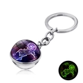 Vista dettagliata del portachiavi dello zodiaco Scorpione con sfera di vetro luminosa - Scorpione Luminoso