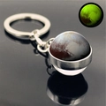Luminous Pluto planet keychain with silver metal ring and green glow in the dark effect - Pluto (PSXL001206-18)