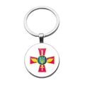 Detail of silver keyring featuring the Armed Forces of Ukraine military emblem on glass dome - Armed Forces Pink Cross Style (PSXL002166-10)