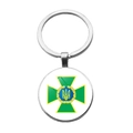 Detailed view of the SBU emblem keychain with silver polished metal finish and split ring - Ukraine SBU Agency Style (PSXL002166-9)