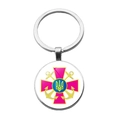 Detailed close-up of a silver-toned metal keychain with the Ukrainian navy logo design - Ukraine Navy Logo Style (PSXL002166-8)