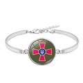 Zilveren armband met embleem van de Oekraïense strijdkrachten in glas op wit decor - Strijdkrachten Embleem Stijl (XSWX4482-5)