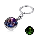 Portachiavi zodiaco Acquario luminoso con sfera di vetro blu e anello in argento - Acquario Luminoso