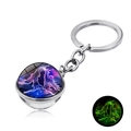 Portachiavi con sfera di vetro luminosa a doppia faccia e costellazione Gemelli - Gemelli Luminoso