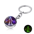 Portachiavi argento luminoso con sfera di vetro Vergine ed effetto bagliore verde neon - Vergine Luminoso