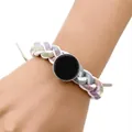 Mehrfarbiges geflochtenes Glitzerarmband mit schwarzem Glaskabochon für Damen - Bunter Glitzer Geflochtener Stil (ZDY0050-4)