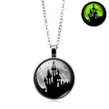 Collana luminosa di Halloween con castello e catena argentata e pendente fluorescente - Argento (XSWX4811)