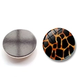 Front and back view of 30mm round giraffe print crystal glass fridge magnets with magnetic base - Giraffe Print Style (BXT2454-6-(30MM))
