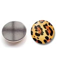 Detailed front and back view of round leopard print crystal glass fridge magnets - Leopard Print Style (BXT2454-1-(30MM))