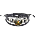 Halloween pumpkin leather bracelet with multilayered braided beads for punk style - Pumpkin & Dead Vine Style (XSWX4804-4)
