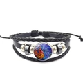 Halloween multilayer leather bracelet featuring pumpkin and spider web glass dome charm - Smiling Pumpkin & Web Style (XSWX4804-5)