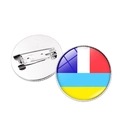 Rundes Ukraine-Flaggen-Pin-Abzeichen mit buntem Muster und Metall-Sicherheitsnadel - 5-Farben-Streifen-Stil (XSWX4491-14) / Silber