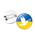Anstecknadel mit Ukraine-Flagge, Friedenstaube und Olivenzweig auf Glasbrosche - Friedenstaube Muster (XSWX4491-16) / Silber