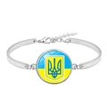 Zilveren armband met Oekraïense vlag glazen edelsteen en nationaal trident-teken - Blauw Gele Gradiënt Embleem Stijl (XSWX4482-11)