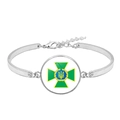 Zilveren armband met Oekraïense grenswachtembleem en verstelbare sluiting voor dames - Grenswacht Groen Kruis Stijl (XSWX4482-9)