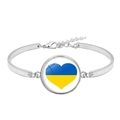 Zilveren armband met hartvormige bedel in de kleuren van de Oekraïense vlag en glas - Hartvormige Blauw Gele Stijl (XSWX4482-13)